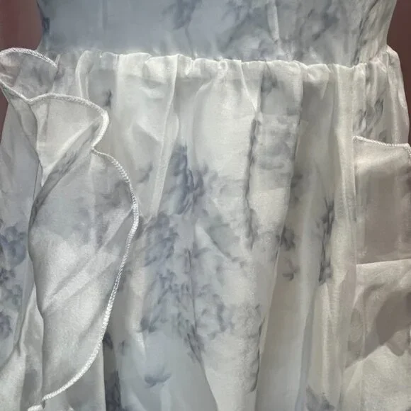 Romantic White Floral Ruffle Midi Dress Cottagecore - Picture 6 of 7